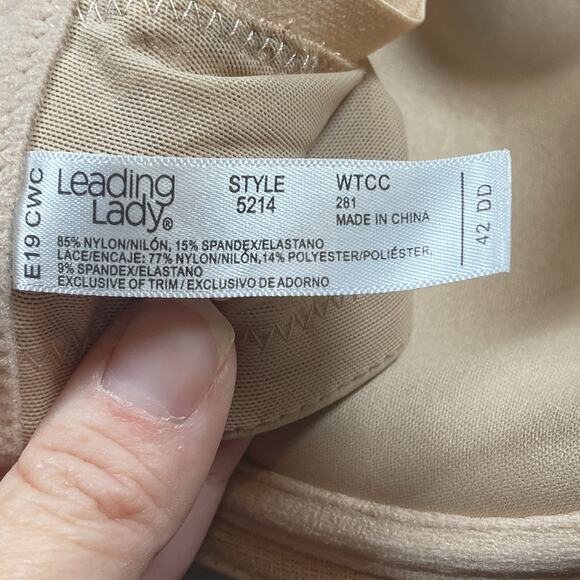 Leading Lady Brigitte Size 42DD Full Coverage Lace Underwire Bra 5214 Nude NWOT - Picture 3 of 4